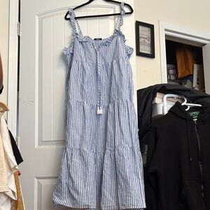 J. Crew Blue and White Striped Maxi Dress